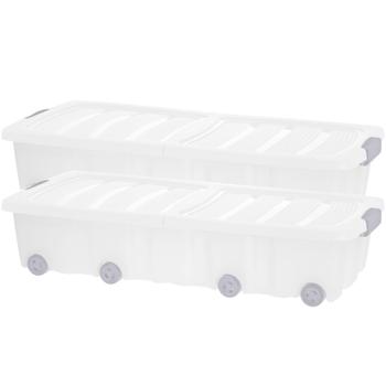 Preview: Platzsparende Unterbett-Box mit Rollen, 2er Set (77x37x17cm): Praktische Aufbewahrungsbox für unter dem Bett – ideal für Kleidung, Bettwäsche & mehr