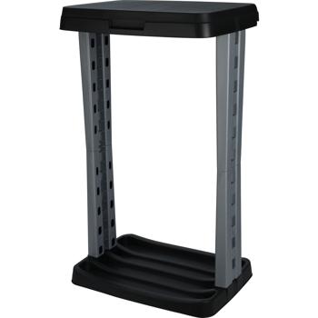 Preview: 2er-Set Abfallsack-Ständer mit Deckel je 120L - Camping Haushalt Gartenarbeit Industrie - Robuster Müllbeutelhalter mit Klemmring - Schwarz-Grau 43x31x73cm
