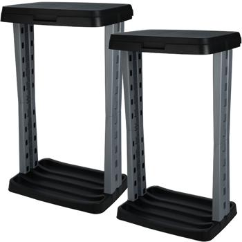 Preview: 2er-Set Abfallsackständer 60L mit Deckel - Robust für Camping, Gartenarbeit, Renovierung & Gewerbe - Einfache Montage, recycelter Kunststoff schwarz-grau