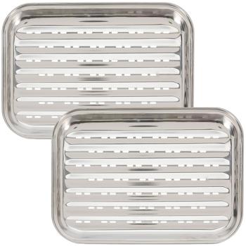 2er-Set Grillplatte, Edelstahl, 34,5 x 24 cm