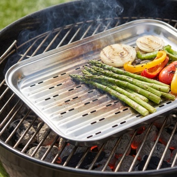 Preview: 2er-Set Grillplatte, Edelstahl, 34,5 x 24 cm