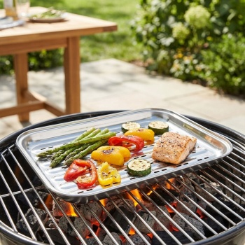 Preview: 2er-Set Grillplatte, Edelstahl, 34,5 x 24 cm