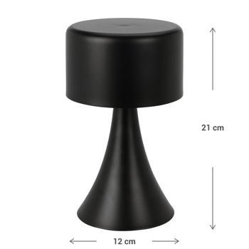 Preview: 3er-Set Design LED-Tischlampe Schwarz - Kabellose Stimmungsbeleuchtung für Schlafzimmer & Garten - Batteriebetrieben - 12x21cm