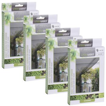 4er-Set Fliegengitter Fenster (1,3x1,5m, grau) - zuschneidbar, mit Klettband - Schutz vor Mücken, Fliegen, Spinnen - Sicher + langlebig