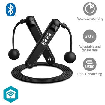 Preview: Intelligentes Bluetooth-Springseil SmartLife, mit App-Funktion, Zähler, USB-C, schwarz - Smartes Fitness-Tool für präzise Sprungzahlen & Workouts