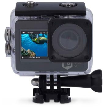 Preview: 5K Ultra HD Dual Screen Action Cam, 24 MP, schwarz – WiFi, App, 30m wasserdicht, Loop & Zeitraffer – Das komplette Set für professionelle Aufnahmen