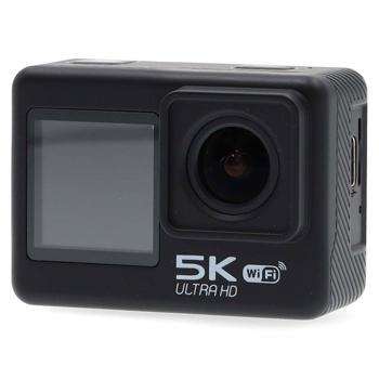 Preview: 5K Ultra HD Dual Screen Action Cam, 24 MP, schwarz – WiFi, App, 30m wasserdicht, Loop & Zeitraffer – Das komplette Set für professionelle Aufnahmen