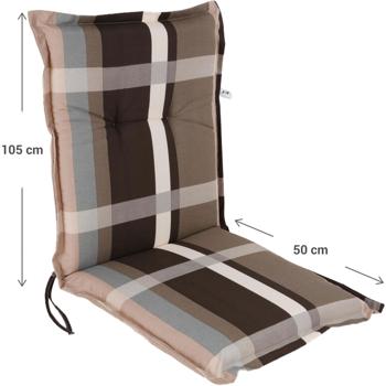 Preview: Niederlehner-Auflage Karomuster braun - optimale Sitzauflage für Garten & Balkon - 105x50x6cm - 6 cm Polsterung - 55% Baumwolle - robust & langlebig