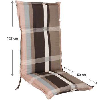 Preview: Hochlehner-Auflage Karomuster, braun 123 x 50 x 6 cm