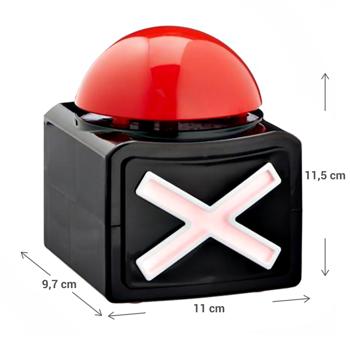 Preview: Buzzer Button mit Ton & Licht (rot/schwarz): Quiz-Buzzer für Spiele, Schule & mehr. Reaktionsbuzzer für spannende Wettbewerbe