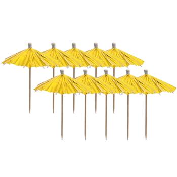 Cocktailschirmchen Gold/Silber 10er-Set - stilvolle Partydeko für Drinks - ca. 10 cm hoch aus Papier & Holz - perfekt für Feste & Events