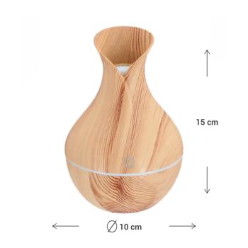 Preview: Holzoptik Aroma Diffuser (130ml) mit Farbwechsel: Ätherische Öle vernebeln & Stimmungslicht geniessen. Natürliche Raumduft-Erfahrung