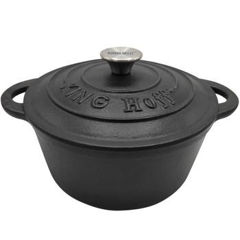 Preview: Gusseisen Topf mit Deckel Ø 22 cm 2,4 L - ideal für Backofen Herd Grill - Grauguss - Induktion Elektro Gas Ceranfeld - für Hobby & Profis