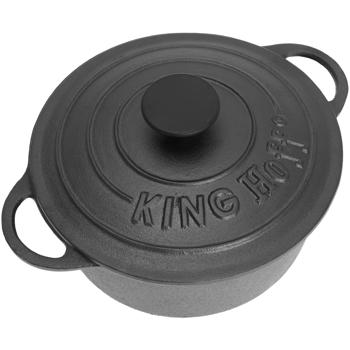 Preview: Massiver Gusseisen Topf 21 cm (2,4L) schwarz für Generationen - Hochwertiger Grauguss zum Braten, Backen, Schmoren - Unverwüstlich & vielseitig