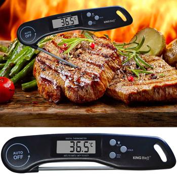 Koch- & Grillthermometer - Präzise Sensoren für Steaks Desserts Gebäck - -50°C bis 300°C - 180° drehbares Display - Faltbarer Einstichfühler & Magnet
