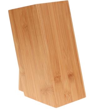 Preview: Messerblock Bambus - für alle Küchenmesser bis 8 Zoll - schont Klingen, immer griffbereit - modernes Design - waschbare Stäbchen - 10,5x10,5x25cm