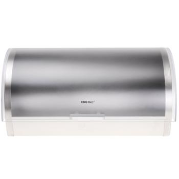 Preview: Brotkasten Edelstahl/Acryl silber - Hält Backwaren frisch & hygienisch - Aufziehbarer Deckel - Leicht zu reinigen - 39.5x28x18.5cm