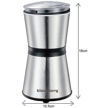 Preview: Elektrische Kaffeemühle - One-Touch-Steuerung für feine/grobe Mahlstufen - Edelstahl Mahlmesser - für Espresso/Kolbenkaffee - kompakt - Silber