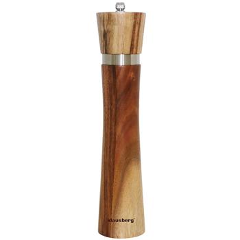 Preview: Salz- und Pfeffermühle Akazienholz - Edles Design & Keramikmahlwerk - Einstellbarer Mahlgrad - H 25 x Ø 5.5 cm - Für Salz/Pfeffer