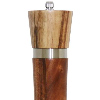 Preview: Salz- und Pfeffermühle Akazienholz - Edles Design & Keramikmahlwerk - Einstellbarer Mahlgrad - H 25 x Ø 5.5 cm - Für Salz/Pfeffer