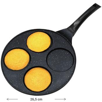 Preview: Hochwertige Pancake-Pfanne, Ø 26,5 cm, Antihaft-Marmor, spülmaschinenfest, für alle Herdarten - Geniessen Sie perfekte Pancakes