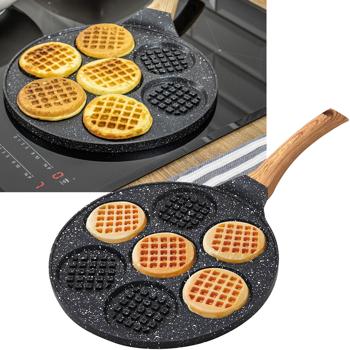 Mini-Waffel-Pfanne (Ø 26,5 cm) mit Antihaft-Beschichtung: Für goldbraune, knusprige Mini-Waffeln – einfache Zubereitung und leichte Reinigung