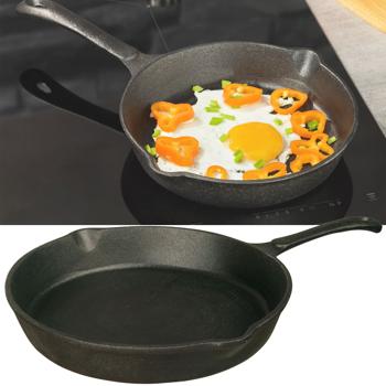 Gusseiserne Pfanne Ø 20 cm - Braten & Schmoren bei hoher Temperatur für saftiges Fleisch - Grauguss - Induktion, Backofen, Ceranfeld, Gas, Elektro