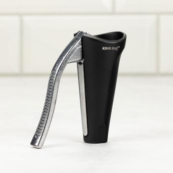 Preview: Design-Nussknacker - hochwertiger Nussöffner mit Hebelfunktion für Walnüsse - stilvolles Geschenk - Schwarz-Silber, Ø 5,4 x 11,2 cm