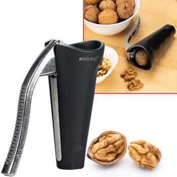 Design-Nussknacker - hochwertiger Nussöffner mit Hebelfunktion für Walnüsse - stilvolles Geschenk - Schwarz-Silber, Ø 5,4 x 11,2 cm