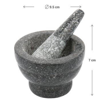 Preview: Mörser mit Stössel Set 2-tlg. – Gewürze & Kräuter schonend zerkleinern für intensive Aromen – Ideal für Saucen & Küche – 9.5 x 7 cm dunkelgrau