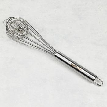 Preview: Kugel-Schneebesen Edelstahl Ø 6x26cm - Effizientes Rühren für Rührei, Teig & Gebäck - Spülmaschinenfest, hygienisch, mit Kugelrolle & Haken zum Aufhängen