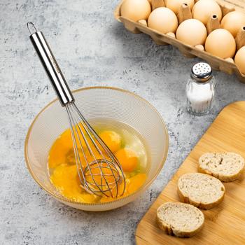 Preview: Kugel-Schneebesen Edelstahl Ø 6x26cm - Effizientes Rühren für Rührei, Teig & Gebäck - Spülmaschinenfest, hygienisch, mit Kugelrolle & Haken zum Aufhängen