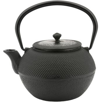 Preview: Gusseiserne Teekanne - Für dunkle & helle Teesorten - Teefilter Edelstahl, 1.2 L Volumen - Robust, langlebig, wärmespeichernd, elegant schwarz