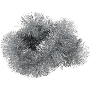 Preview: LED-Lametta Girlande Silber 2,7m - Integrierte LED-Beleuchtung & Timer - Weihnachtsgirlande batteriebetrieben IP44 - Weihnachtsbaum Christbaumschmuck