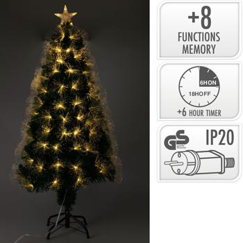 Preview: Weihnachtsbaum in Naturfaseroptik 90 cm hoch - 90 warmweisse LEDs & Sternspitze - Ideal für kleine Räume, wiederverwendbar, IP20-Adapter