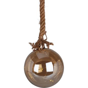 LED-Weihnachtskugel zum Aufhängen - Warmweiss Bernstein Ø 12 cm - Timer-Funktion für festliche Dekoration - Glas-Christbaumkugel mit 15 Lichtern