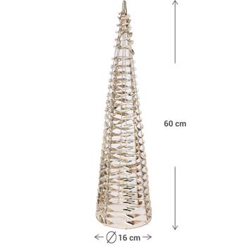 Preview: Weihnachts-Lichtpyramide mit Micro LEDs und Timer, gold, H 60 cm
