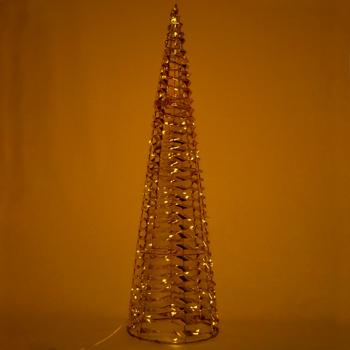 Preview: Weihnachts-Lichtpyramide Micro LED - Elegante Adventsdekoration H 80 cm mit sanft leuchtenden Lichtern & 6h-Timer - Gold