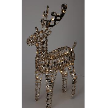 Preview: LED-Rentier goldfarben mit 100 Micro-LEDs – stilvolles Ambiente & gemütliches Licht für Ihr Zuhause – 36x14x60cm – IP20 – Batteriebetrieben mit 6/18h Timer