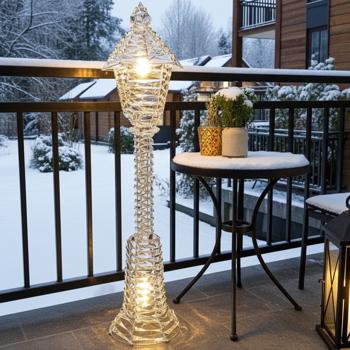 LED-Laterne Goldfarben - 720 Micro-LEDs, Timer, IP44 Spritzwasserschutz - 30x30x140cm Deko für Weihnachten & gemütliches Licht