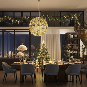 Weihnachtskugel - 960 warmweisse Micro-LEDs, Goldfarben, Ø 50 cm - Stilvolles Weihnachtsambiente, Batteriebetrieben mit Timer, IP44 Spritzwassergeschützt