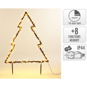 Preview: Gartenstecker Weihnachtsbaum - 175 warmweisse LEDs, 53x75cm, IP44 wetterfest - festliche Aussenbeleuchtung mit Timer & Fernbedienung für Garten, Balkon & Hof