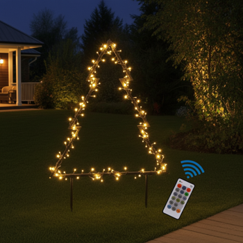 Preview: Gartenstecker Weihnachtsbaum - 175 warmweisse LEDs, 53x75cm, IP44 wetterfest - festliche Aussenbeleuchtung mit Timer & Fernbedienung für Garten, Balkon & Hof