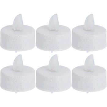 Preview: LED-Teelichter 6er-Set Weiss-Glitzer - Batteriebetrieben & sicher - Ideal für Weihnachtsdeko & Partys - CR2032 inkl. - 3.8x4 cm
