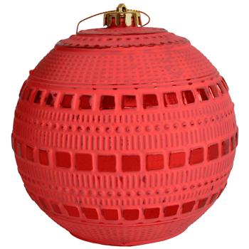 Preview: Weihnachtskugeln 4er-Set - Rote Christbaumkugeln mit 3 Designs, Ø 15 cm - Festliche Dekoration für Weihnachtsbaum & Adventszeit - Eleganter Hingucker
