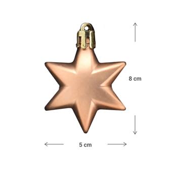 Preview: Weihnachtskugeln Stern 16 Stk. - Rosé-Braun-Champagner-Glitzer-Silber Matt & Glänzend - je 8x Ø 6cm/5cm - Festliche Deko für Christbaum