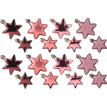 Weihnachtskugeln Stern 16er-Set - Rosé/Fuchsia/Glitzer - Festliche Christbaumkugeln Ø 6cm/5cm - Matte & glänzende Weihnachtsdeko für Baum & Adventszeit