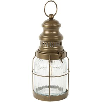 Retro LED-Laterne Industrial Vintage Stil - H29 cm Glas/Metall Bronze/Braun - Kabellos Batteriebetrieben mit Timerfunktion - Ideal für Drinnen & Draussen