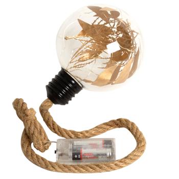 Preview: Glaskugel mit Goldblättern - 10 warmweisse LEDs, zum Aufhängen - Stilvolle Dekokugel für Herbst, Winter, Weihnachten & Advent - Ø 2 AA Batteriebetrieb