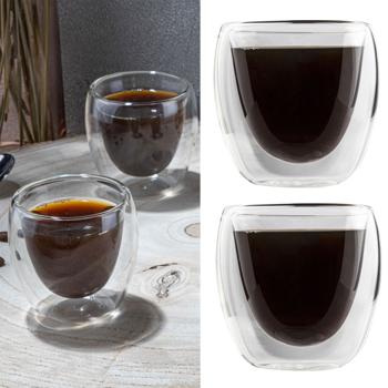 Doppelwandige Espresso Gläser 80ml aus Borosilikatglas, 4er-Set